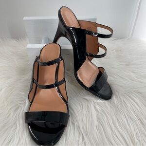 Halston Heritage Michaela Sandal Black Patent Leather Dressy Heels